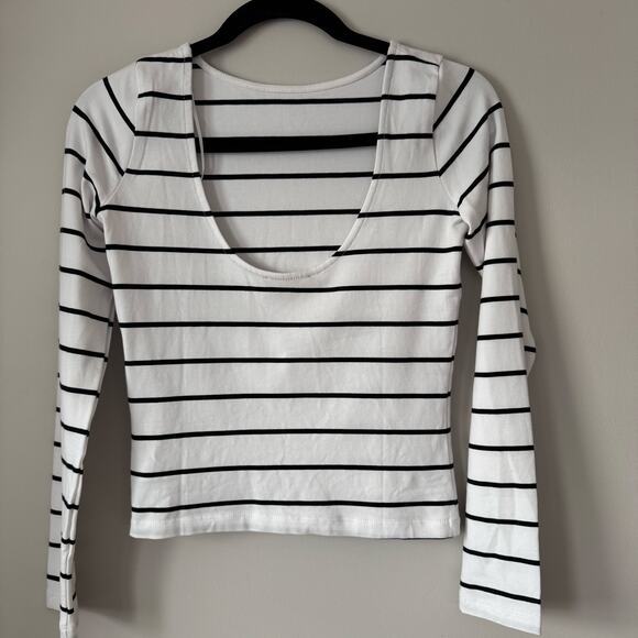 Madewell Stripped Long Sleeve Scoop Back Tee - Picture 2 of 4